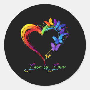 Rainbow Love Is Love Lgbt Gay Lesbian Pride Butter Classic Round Sticker