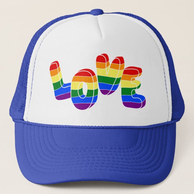 Rainbow Love LGBTQ+ Trucker Hat (Front)