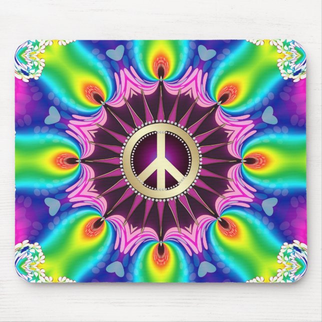 Rainbow Love Light Peace Sign Mousepad (Front)