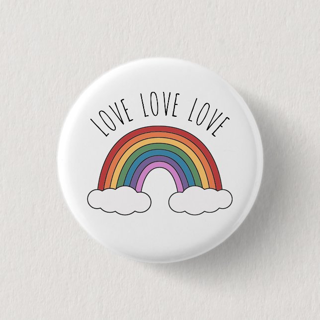 Rainbow Love Love Love 1 Inch Round Button (Front)