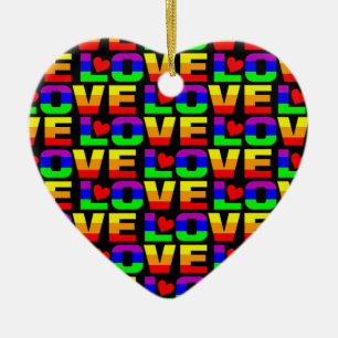 Rainbow Love ornament, customize Ceramic Ornament