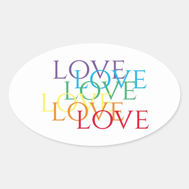 RAINBOW LOVE Oval Stickers  (Front)