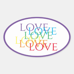RAINBOW LOVE Oval Stickers / Purple