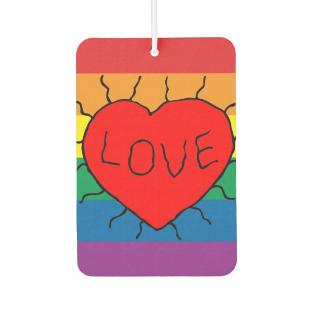 Rainbow Love, Pride, LGBT, Celebrate Love Air Freshener (Front)