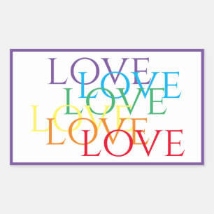 RAINBOW LOVE Rectangle Stickers / Purple