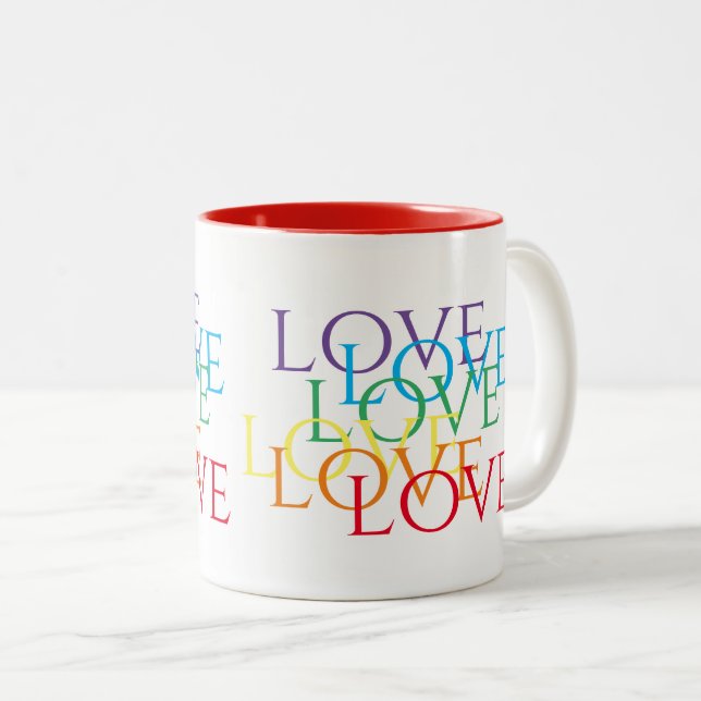 RAINBOW LOVE Rouge Mug à deux tons (Devant droit)