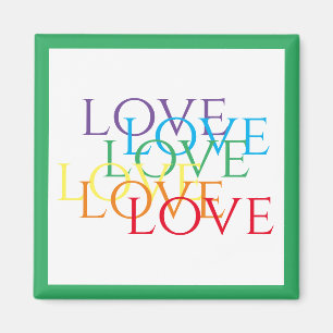 RAINBOW LOVE Square Magnet / Green