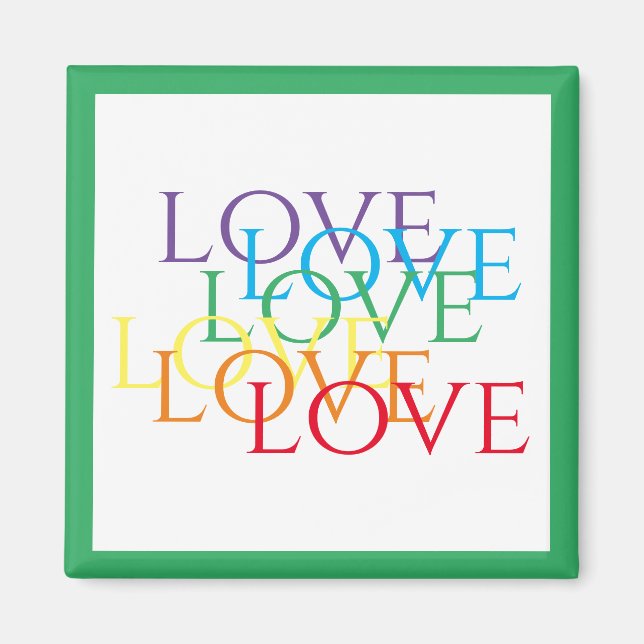 RAINBOW LOVE Square Magnet / Green (Front)