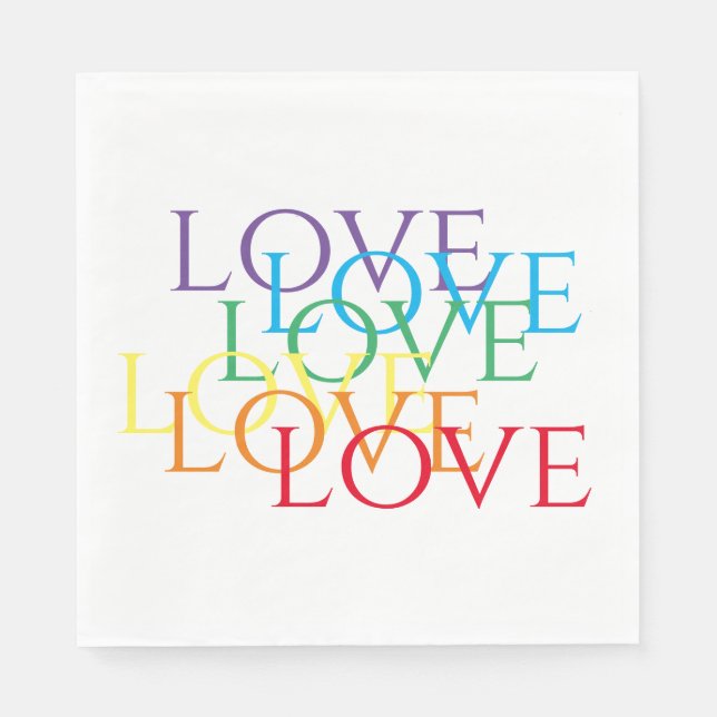 RAINBOW LOVE Standard Luncheon Paper Napkins  (Front)