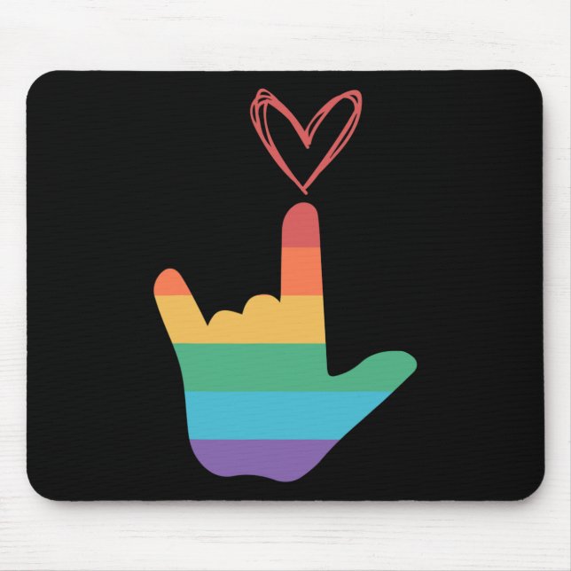 Rainbow Love Symbol Deaf  Mouse Pad (Front)