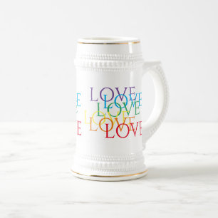 RAINBOW LOVE White & Gold Stein