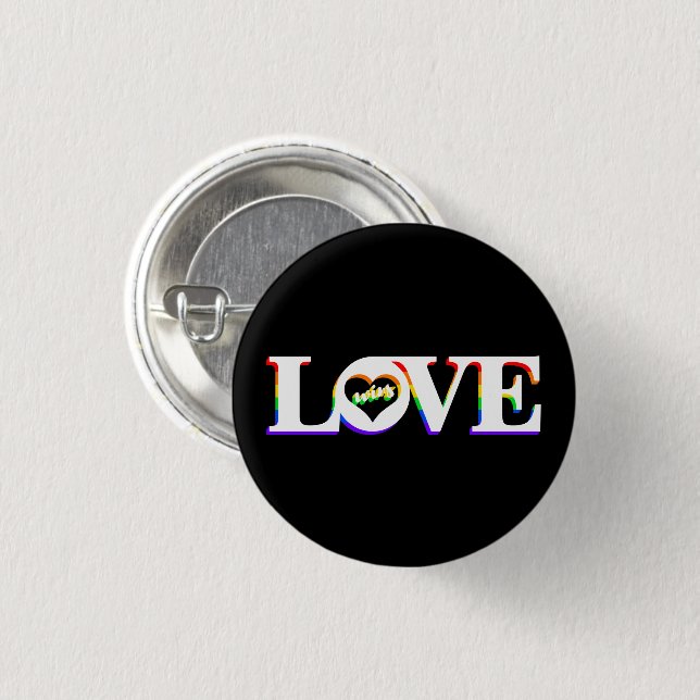 Rainbow Love Wins  1 Inch Round Button (Front & Back)