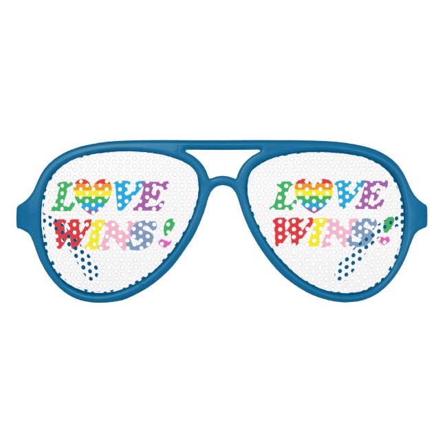 Rainbow Love Wins  Aviator Sunglasses (Front)