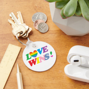Rainbow Love Wins Pride Heart Keychain