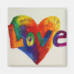 Rainbow Love Word Magnet Inspirational Painting