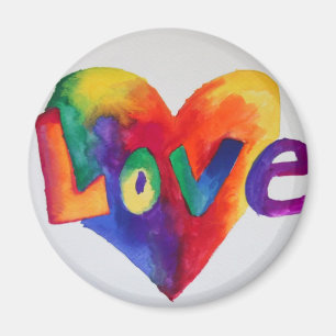 Rainbow Love Word Magnet Inspirational Painting