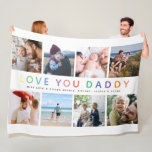 Rainbow 'LOVE YOU DADDY' Photo Collage Keepsake Fleece Blanket<br><div class="desc">Create your very own special keepsake blanket for dads. Design features 8 square photographs of your choice with modern rainbow typography 'LOVE YOU DADDY' and personalize with message and name/s.</div>