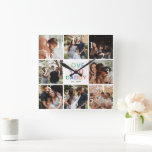 Rainbow 'LOVE YOU DADDY' Photo Collage Keepsake Square Wall Clock<br><div class="desc">Create your very own special Fathers Day gift with this simple picture collage wall clock. Featuring 8 square photographs with modern rainbow typography 'LOVE YOU DADDY' and personalize with year.</div>