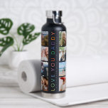 Rainbow 'LOVE YOU DADDY' Photo Collage Keepsake Water Bottle<br><div class="desc">Create your very own water bottle for dad with this 8 square photo collage template. Design features modern rainbow lettering that reads 'LOVE YOU DADDY' personalized with a sweet message and name/s. Makes a unique keepsake gift for birthdays,  christmas or father's day.</div>