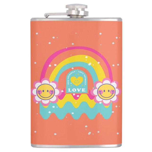 Rainbow Love yourself Hip Flask (Front)