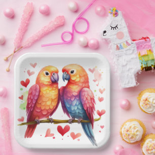 Rainbow Lovebirds  Paper Plate