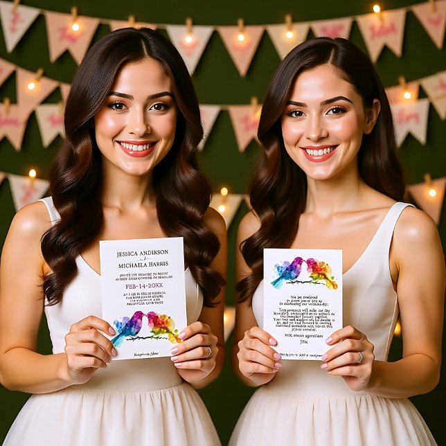 🌈🐦Rainbow Lovebirds wedding Invitation (Rainbow Lovebirds wedding Invitation)