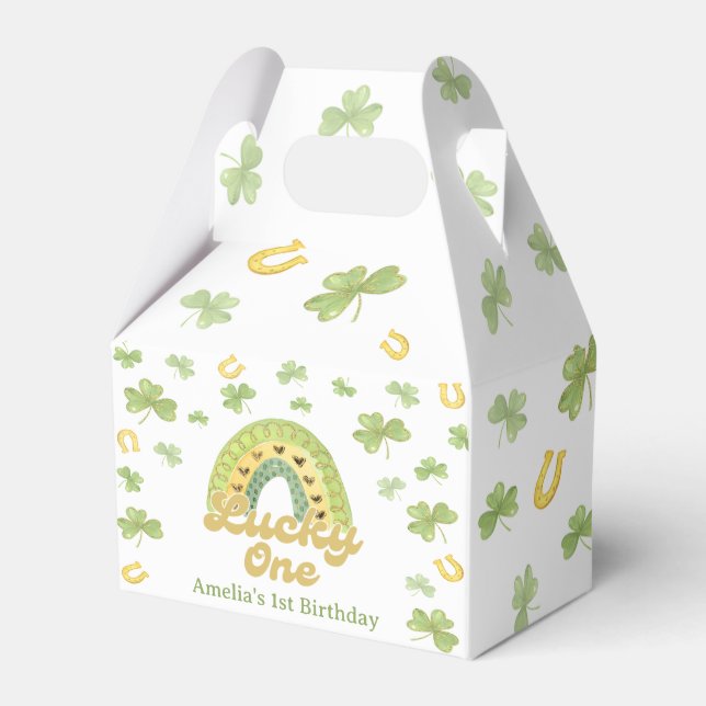 Rainbow Lucky One Birthday Favor Box (Front Side)