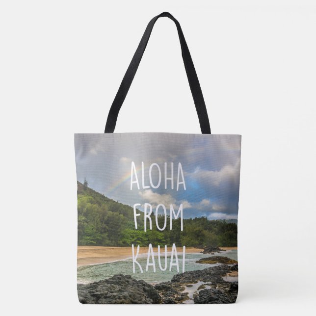 Rainbow Lumaha'i Beach, Kauai, Hawaiian Beach Bag (Front)