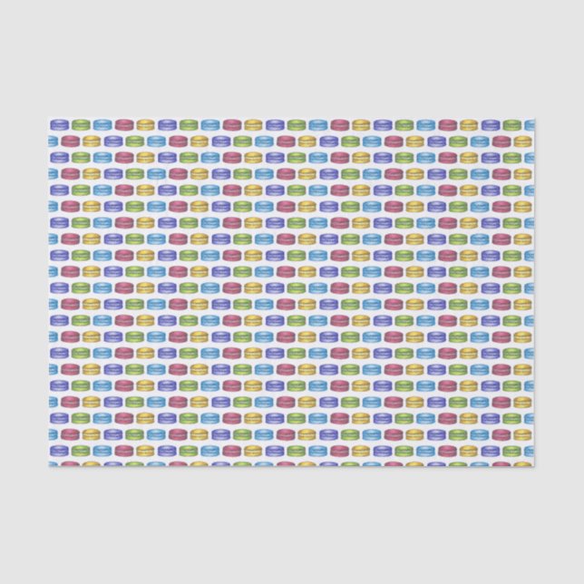 Rainbow Macaron Cookies French Pastry Bakery Food Tissue Paper (Front)