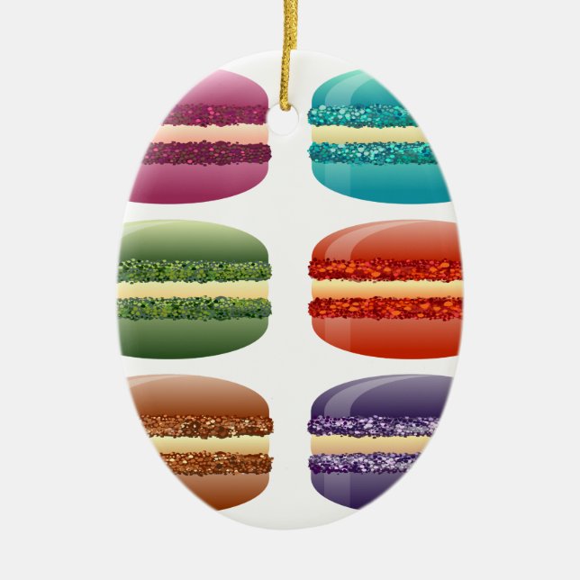 rainbow macarons ceramic ornament (Front)