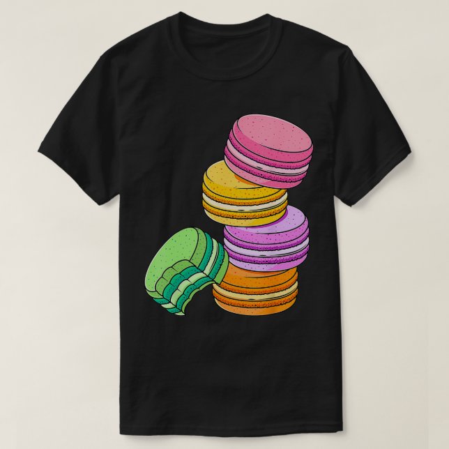 Rainbow Macarons French Candy Dessert Lover Cute P T-Shirt (Design Front)