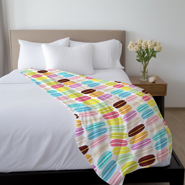 Rainbow Macarons Pattern Personalized Fleece Blanket (Creator Uploaded)