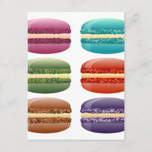 rainbow macarons postcard