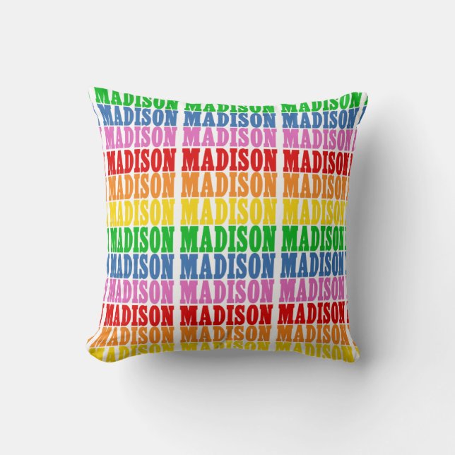Rainbow Madison Throw Pillow (Front)