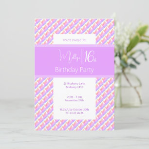 Rainbow Magnolia Purple Sweet 16th Birthday Invitation
