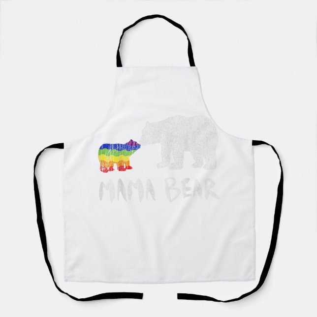 Rainbow Mama Bear Always Forever Love Support Prid Apron (Front)