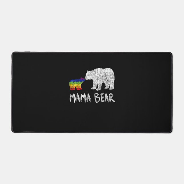 Rainbow Mama Bear Always Forever Love Support Prid Desk Mat (Front)