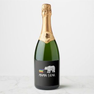 Rainbow Mama Bear Always Forever Love Support Prid Sparkling Wine Label