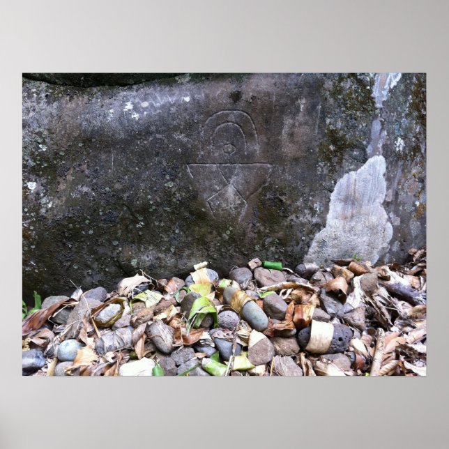 'Rainbow Man' Petroglyph, Maui, Hawaii Poster (Front)