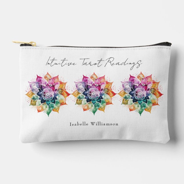 Rainbow Mandala Esoteric Psychic Oracle Tarot Card Accessory Pouch (Front)