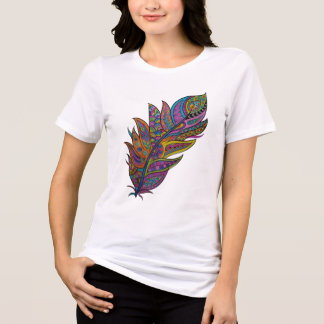 Rainbow Mandala Feather Boho T-shirt Tri-Blend Shirt