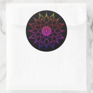 Rainbow Mandala Flower Classic Round Sticker