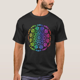 Rainbow Mandala Geometric Pattern Women Yoga Vibe T-Shirt