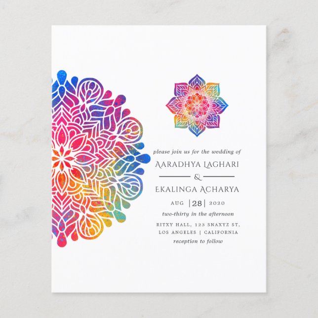 Rainbow Mandala Indian Wedding Invitation Flyer (Front)