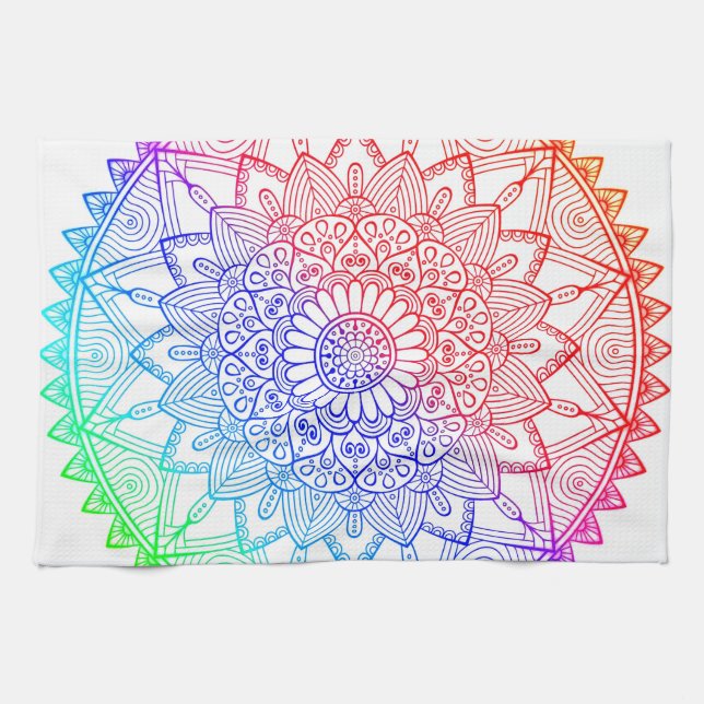 Rainbow Mandala Kitchen Towel (Horizontal)
