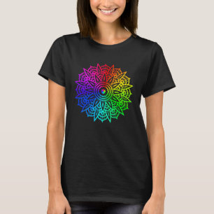 Rainbow Mandala Lotus Flower Sacred Geometry Yoga  T-Shirt