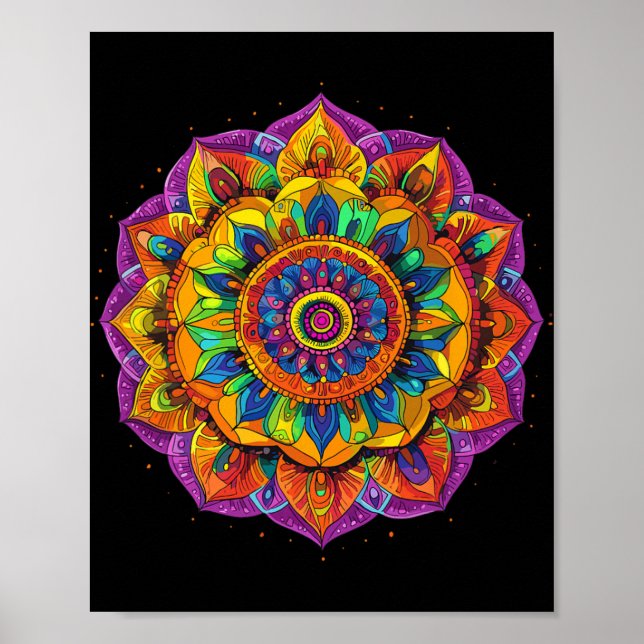 Rainbow Mandala Meditation Pattern  Poster (Front)