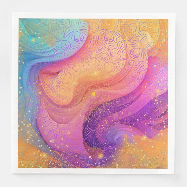 Rainbow Mandala Napkin (Front)