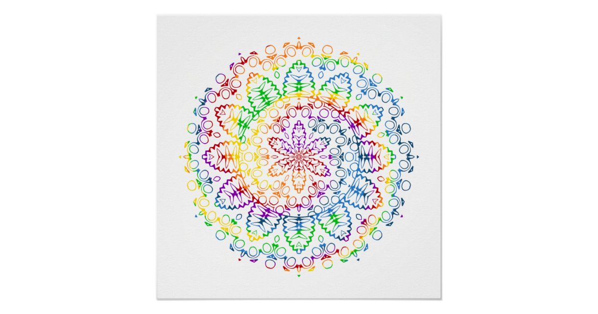 Rainbow Mandala Pattern Design Poster | Zazzle