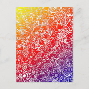 Rainbow Mandala Pattern Postcard